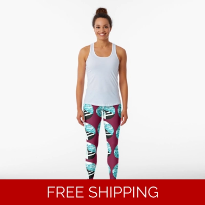 Leggins Dark Red Classic Original Multi Piano Window Logo